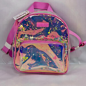 Claire’s Club Kids Pink Holographic Mini Backpack Glitter Confetti Bag
